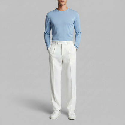Men's Black Work Pants | Straight Fit Pleated Trousers