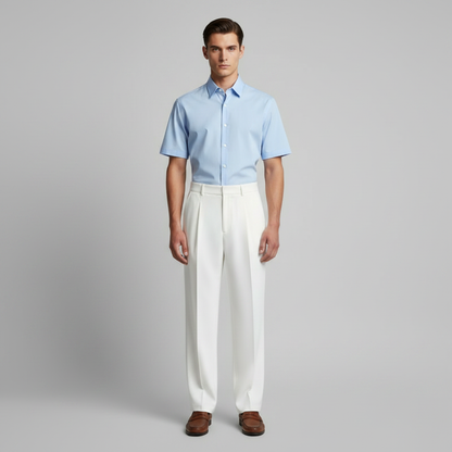 Men's Black Work Pants | Straight Fit Pleated Trousers