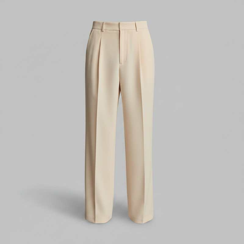 Men's Black Work Pants | Straight Fit Pleated Trousers