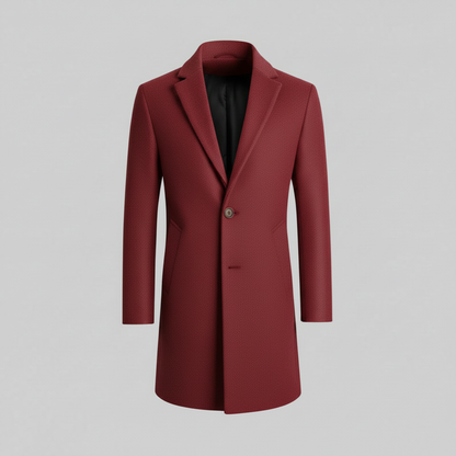 Men's Long Coat with Notched Lapel | Stylish Overcoat