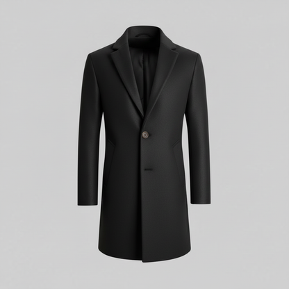 Men's Long Coat with Notched Lapel | Stylish Overcoat