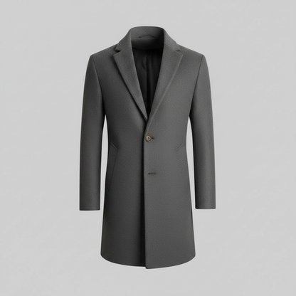 Men's Long Coat with Notched Lapel | Stylish Overcoat