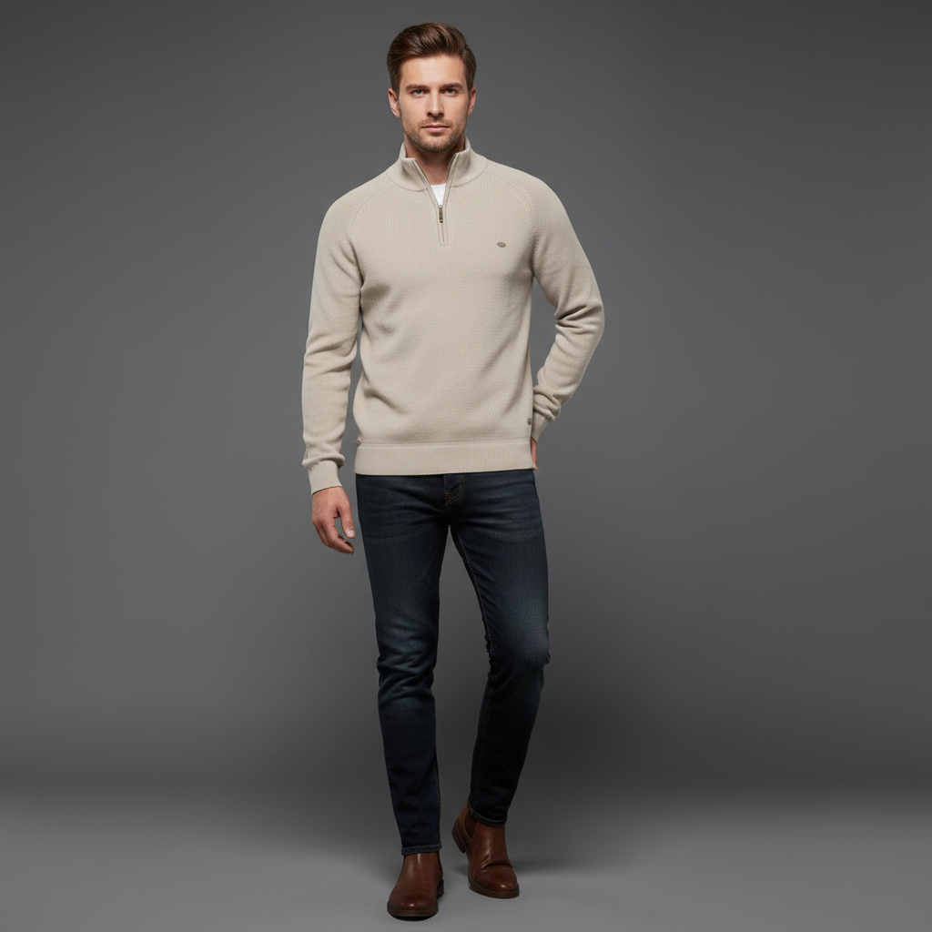 Men's Slim Fit Half-Zip Sweater | Knitted Jumper