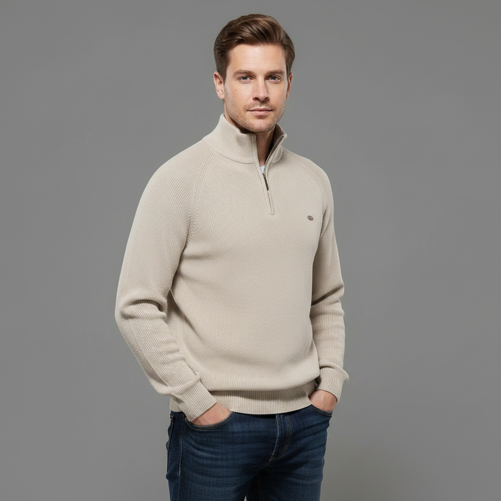 Men's Slim Fit Half-Zip Sweater | Knitted Jumper