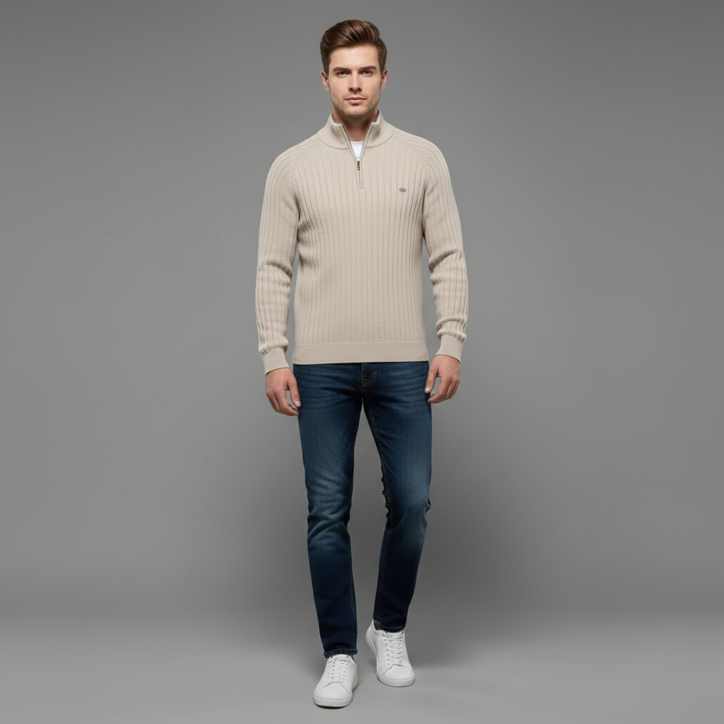 Men's Slim Fit Half-Zip Sweater | Knitted Jumper