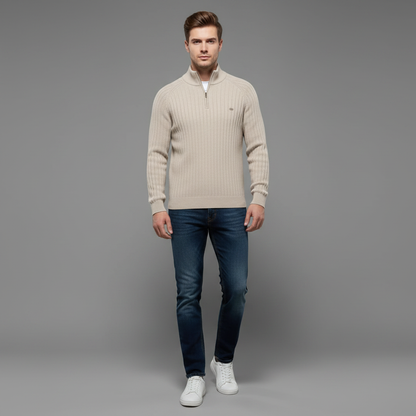 Men's Slim Fit Half-Zip Sweater | Knitted Jumper