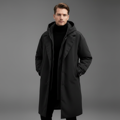 Men's Waterproof Puffer Coat | Long Hooded Winter Jacket