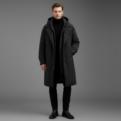 Men's Waterproof Puffer Coat | Long Hooded Winter Jacket