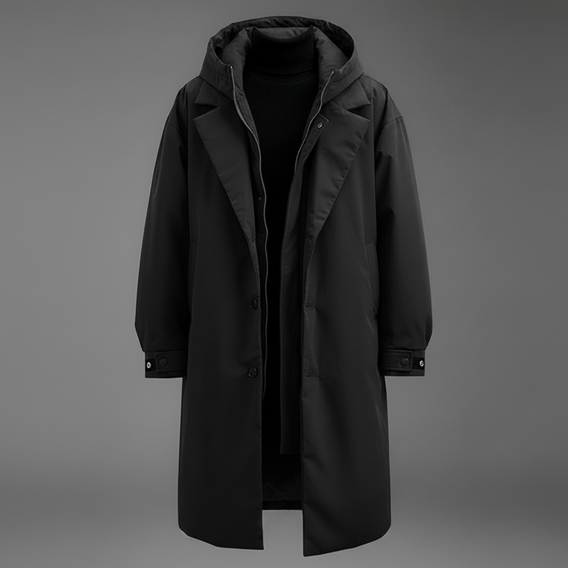 Men's Waterproof Puffer Coat | Long Hooded Winter Jacket