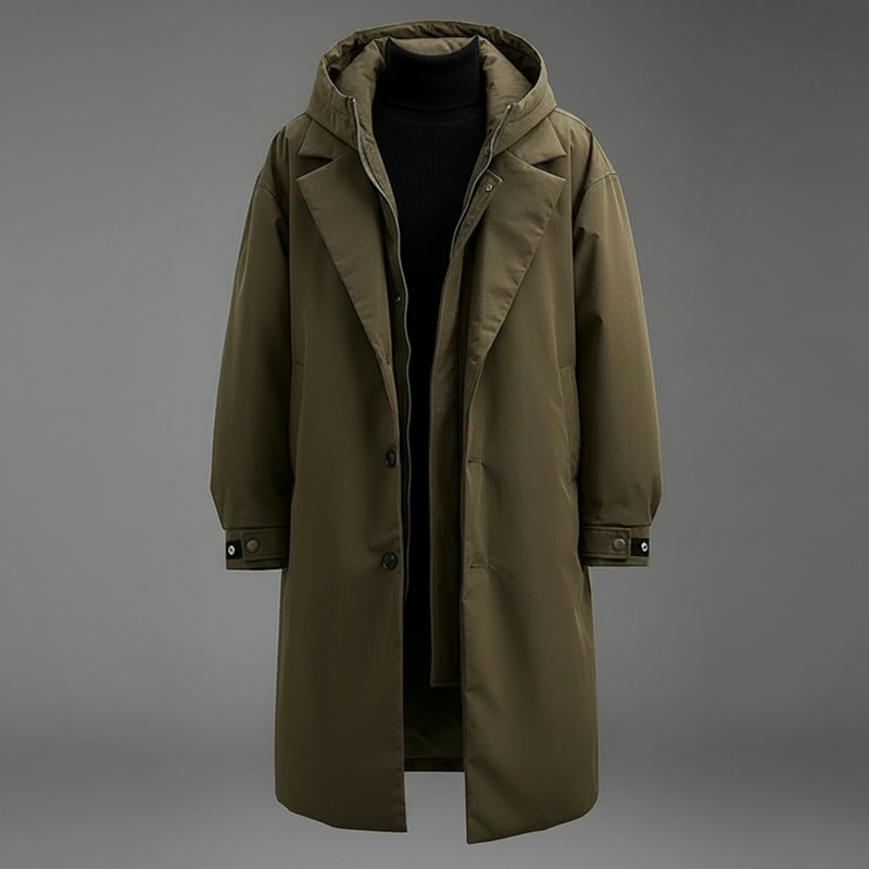 Men's Waterproof Puffer Coat | Long Hooded Winter Jacket