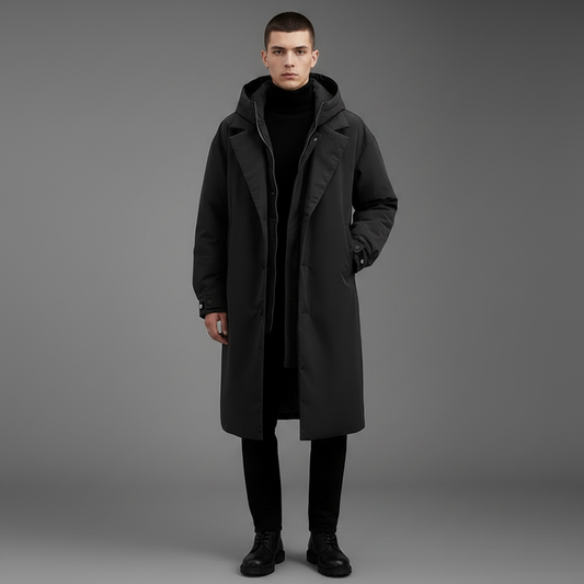 Men's Waterproof Puffer Coat | Long Hooded Winter Jacket