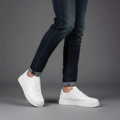 Men's White Platform Sneakers | Modern Lace-Up Footwear