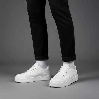 Men's White Platform Sneakers | Modern Lace-Up Footwear