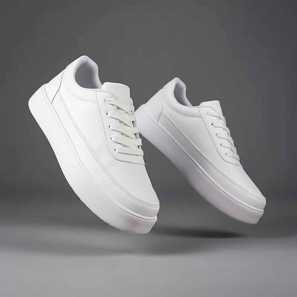 Men's White Platform Sneakers | Modern Lace-Up Footwear